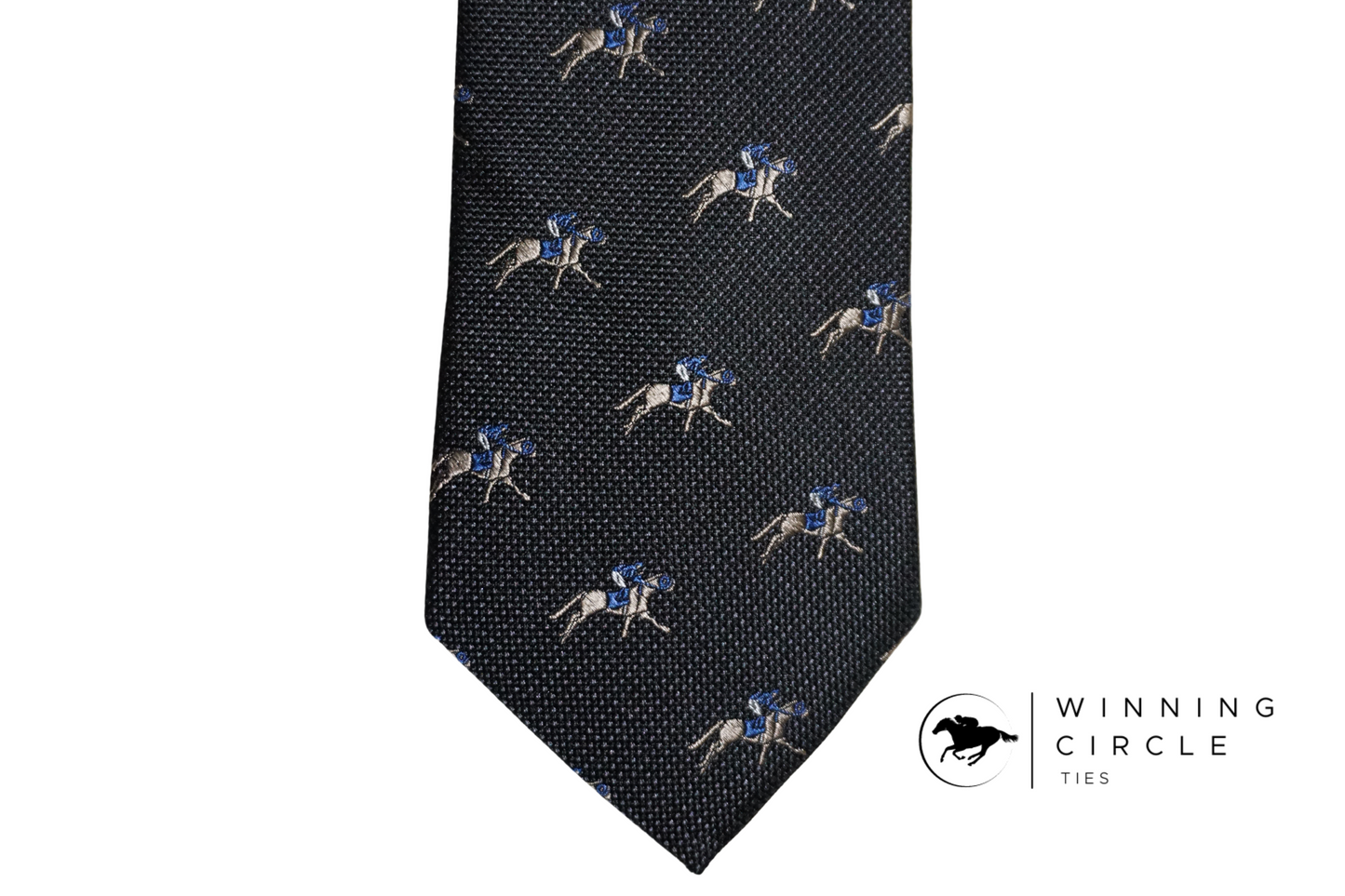 Black Horse Racing Tie - Blue Silks (Gift Boxed)