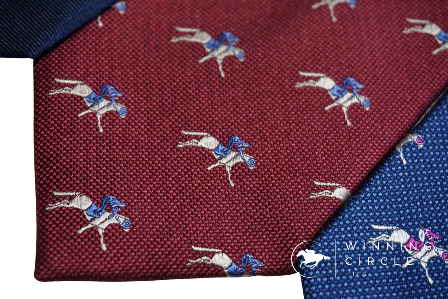 Maroon Horse Racing Tie - Blue Silks (Gift Boxed)