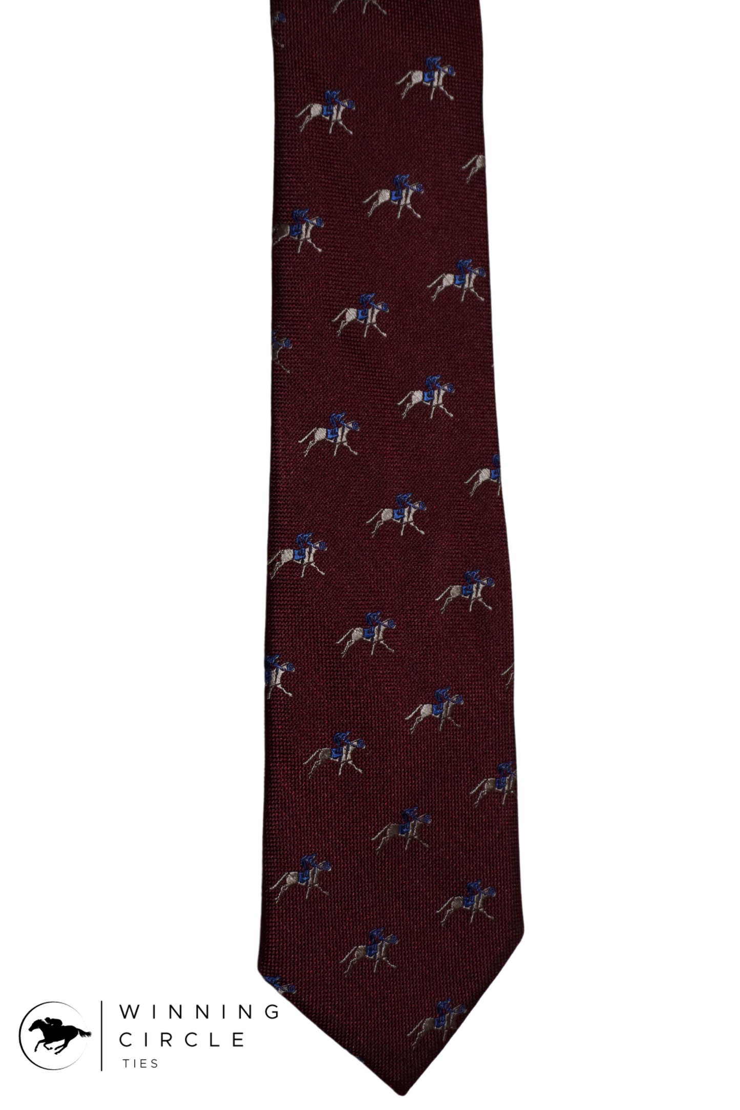 Maroon Horse Racing Tie - Blue Silks (Gift Boxed)