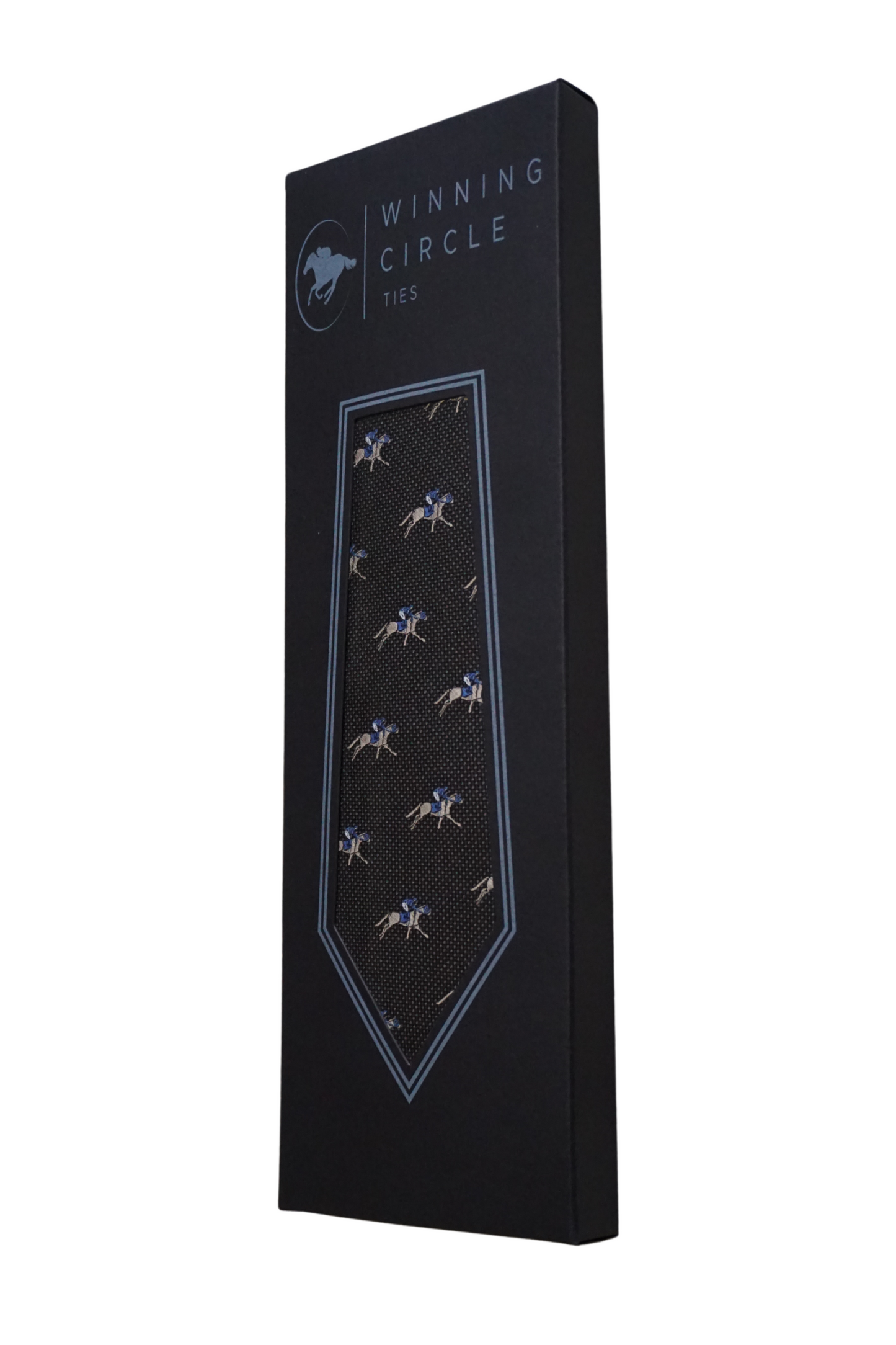 Black Horse Racing Tie - Blue Silks (Gift Boxed)