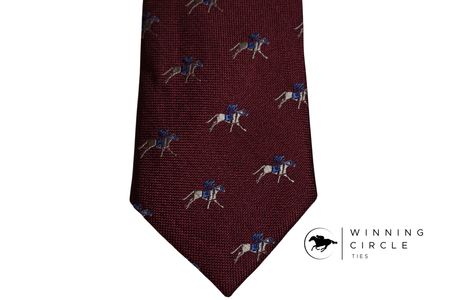 Maroon Horse Racing Tie - Blue Silks (Gift Boxed)