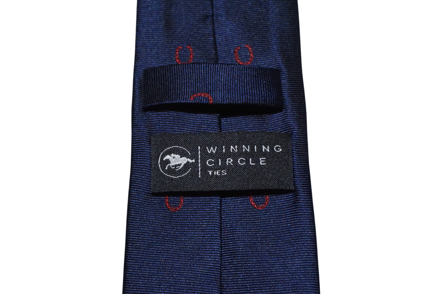 Navy Blue Horse Racing Tie - Red Horse Shoes (Gift Boxed)